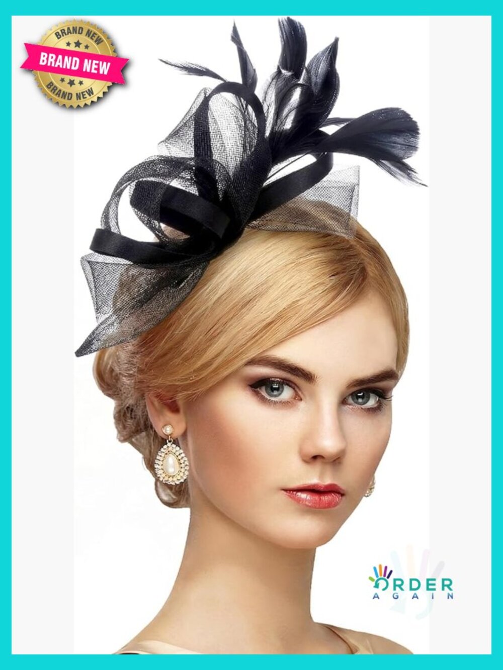 Elegant Derby Fascinator Hat with Feather Mesh Detachable Headband